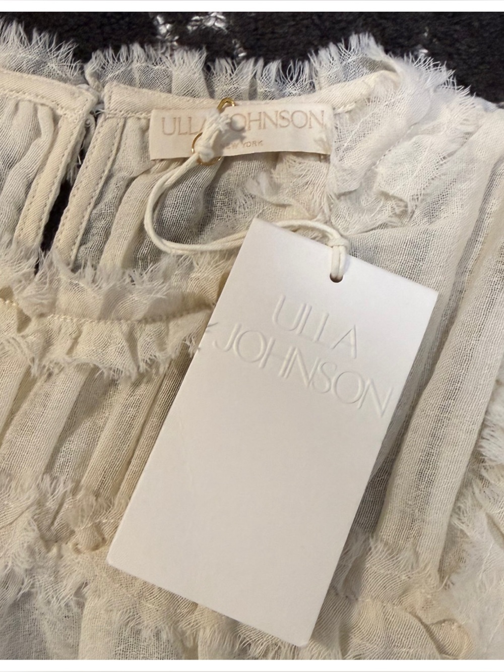 NWT! Ulla Johnson Esme frayed ruffled wool-gauze blouse - Picture 8 of 9